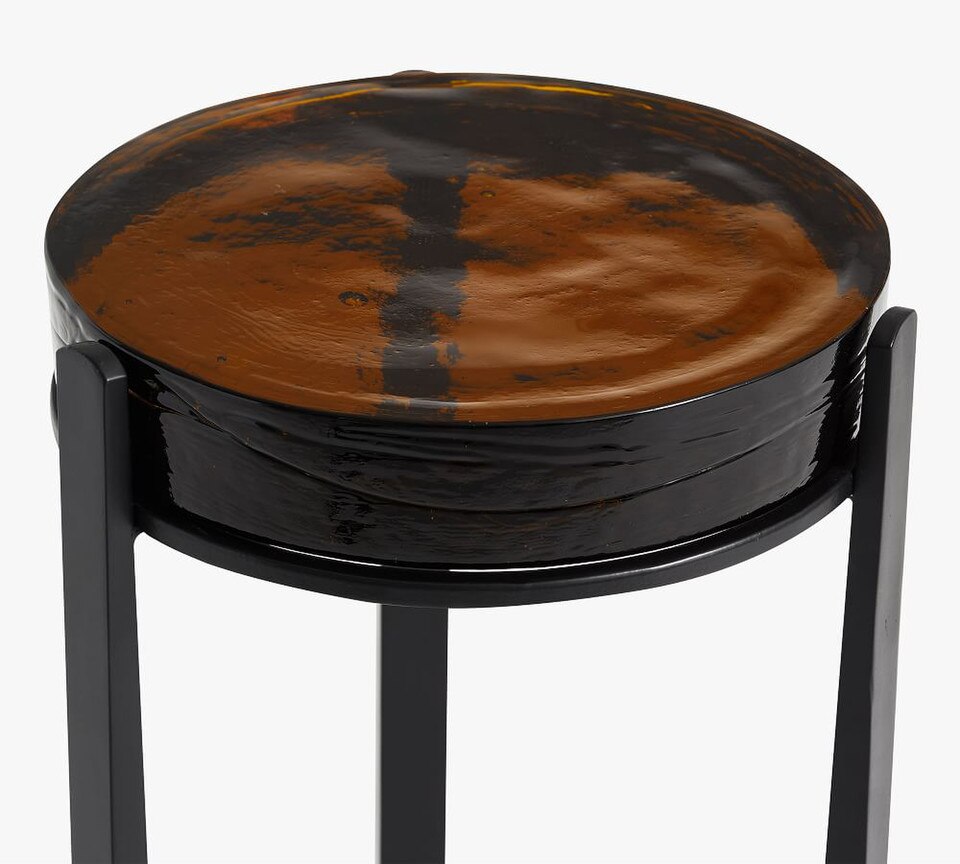 Cori Round Recycled Glass Accent Table (10")